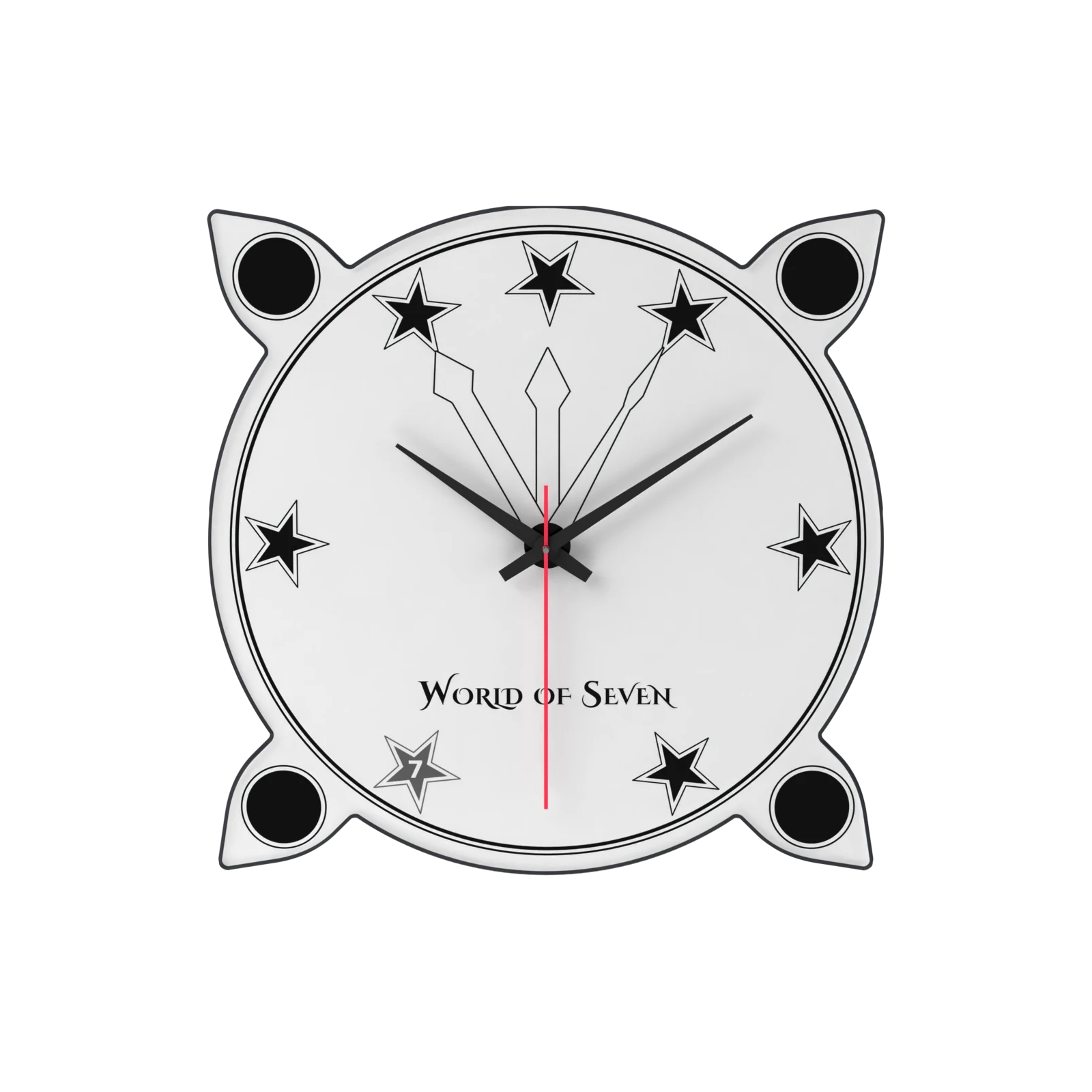 Wanduhr mit klarem Acrylglas und weißen Zeichen, zum Drehen