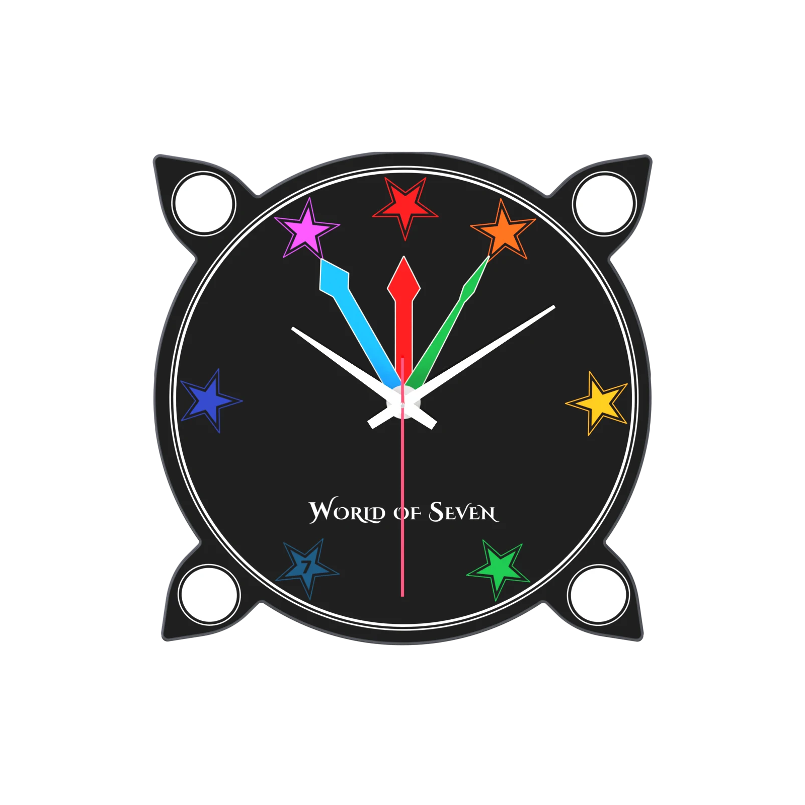 Wanduhr mit schwarzem Zifferblatt, zum Drehen